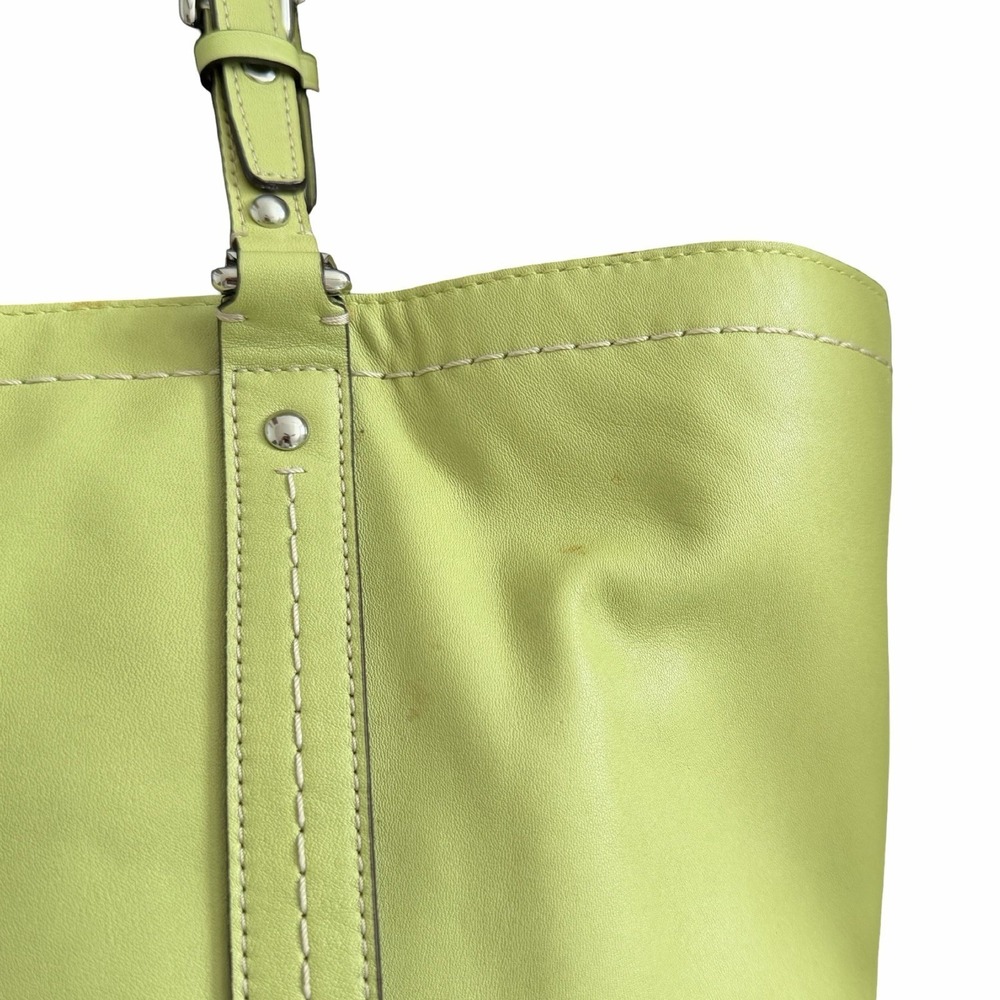 Vintage Coach East West Leather Tote Handbag in Light Green F13098 Classic Y2K - Picture 6 of 16